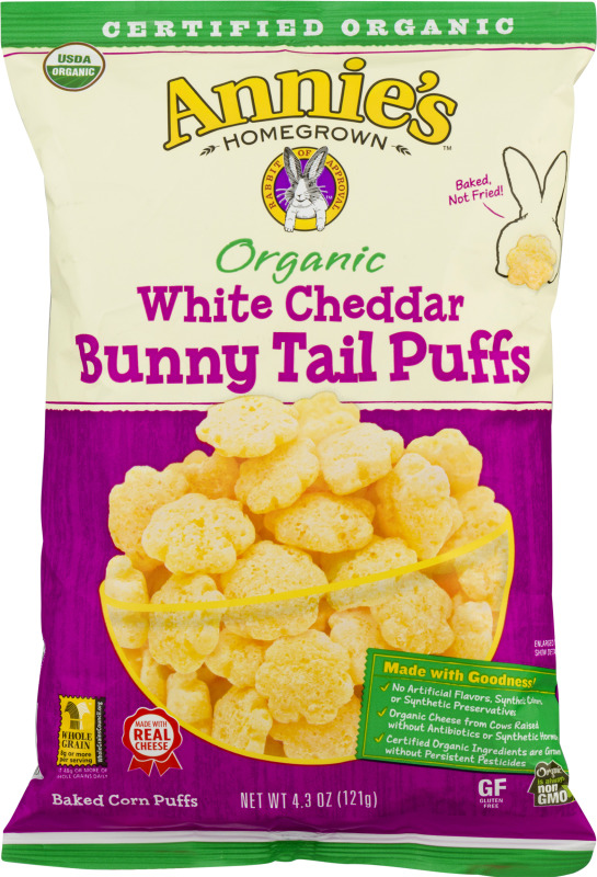 Annie's Homegrown Organic White Cheddar Bunny Tail Puffs Annie's