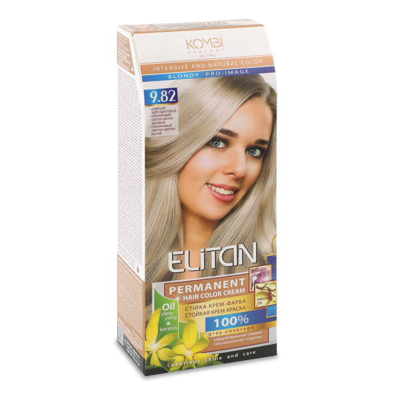 Крем-фарба д/волосся 9.82 платиновий світло-світло русявий Elitan