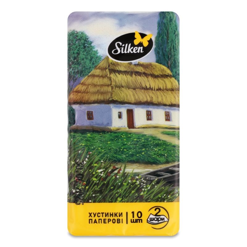 Хустинки носові паперові білі 2шари 10шт Сілкен