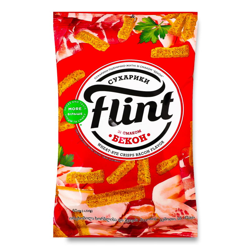 Сухарики пшенично-житні з смаком Бекон 60г Flint