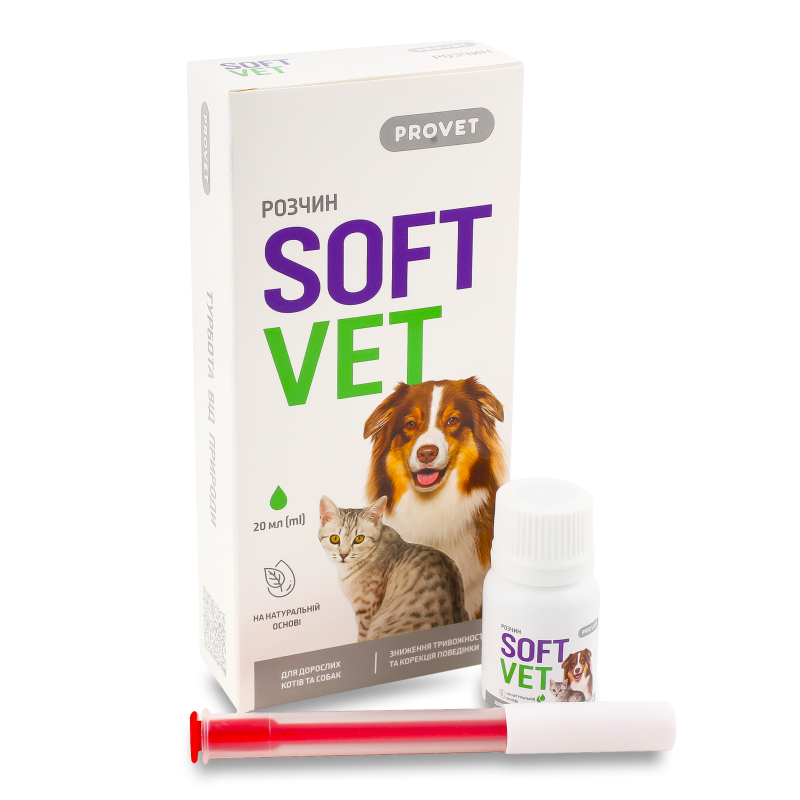 Фітокомплекс д/дорослих котів та собак Softvet Антистресова дія та корекція поведінки 20мл ProVET