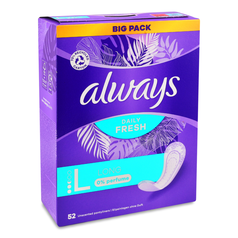 Прокладки щоденні Дейлі Фреш лонг 52шт Always