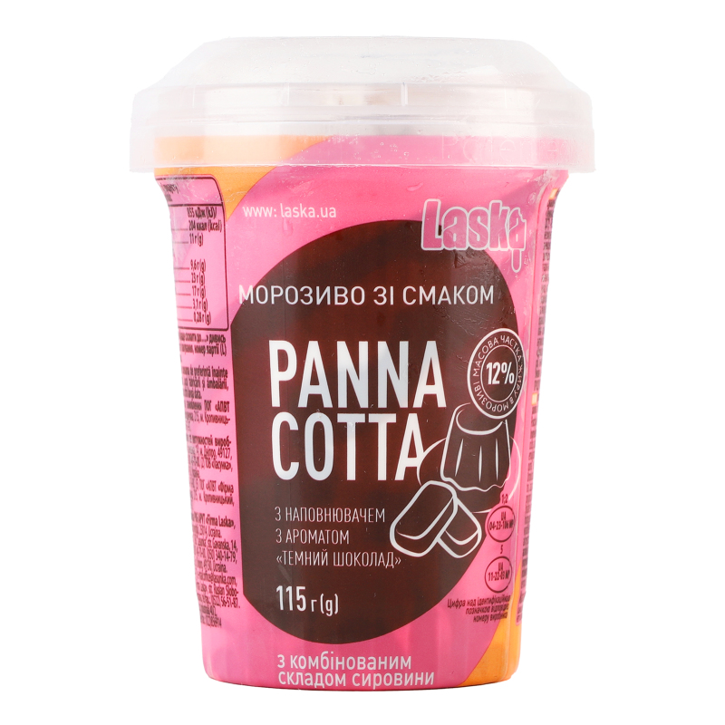 Морозиво 12% з наповнювачем з ароматом Темний шоколад Panna cotta Laska ст