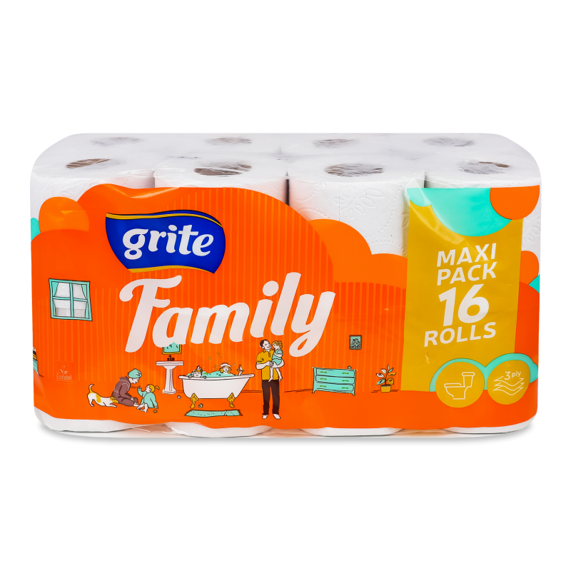 Папір туалетний Фемілі Деко 3шари 16шт Гріт