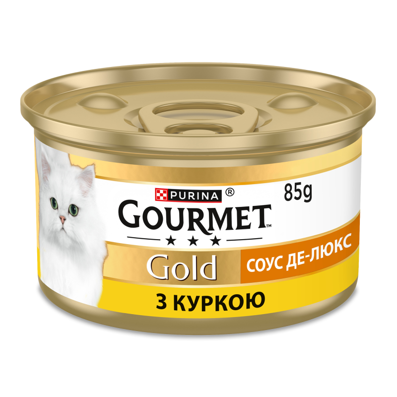 Корм д/дорослих котів Голд соус Де-люкс з куркою 85г ж/б Гурме