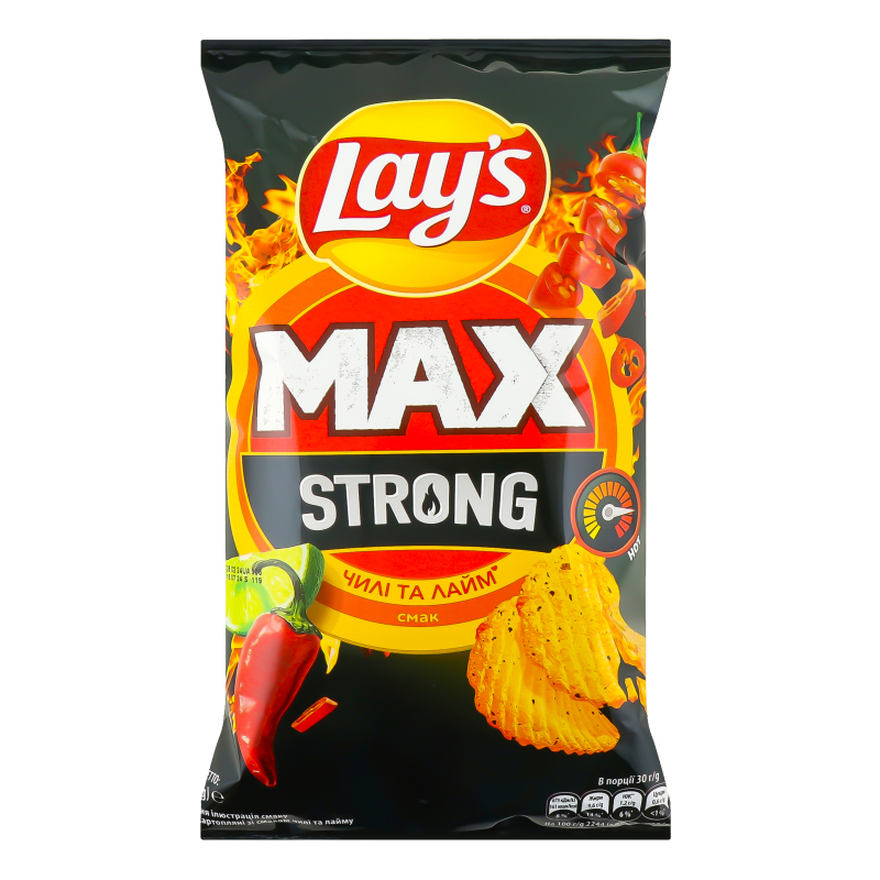 Чипсы картофельные Чили и лайм Strong Max Lay's м/у 120г Lay's ...