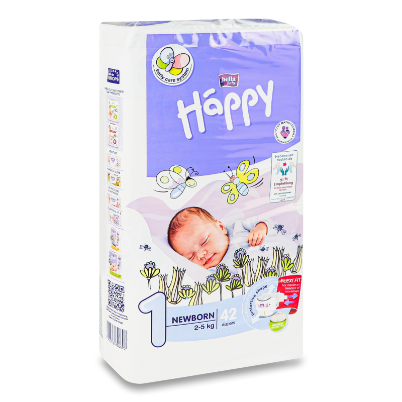 Підгузки дитячі Хеппі нью борн 2-5кг 42шт Белла