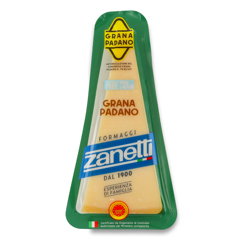Сир Grana Padano безлактозний 32% 9місяців витримки 150г в/у Zanetti