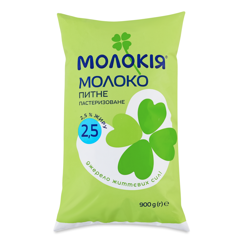 Молоко пастеризоване 2,5% 900г п/е Молокія