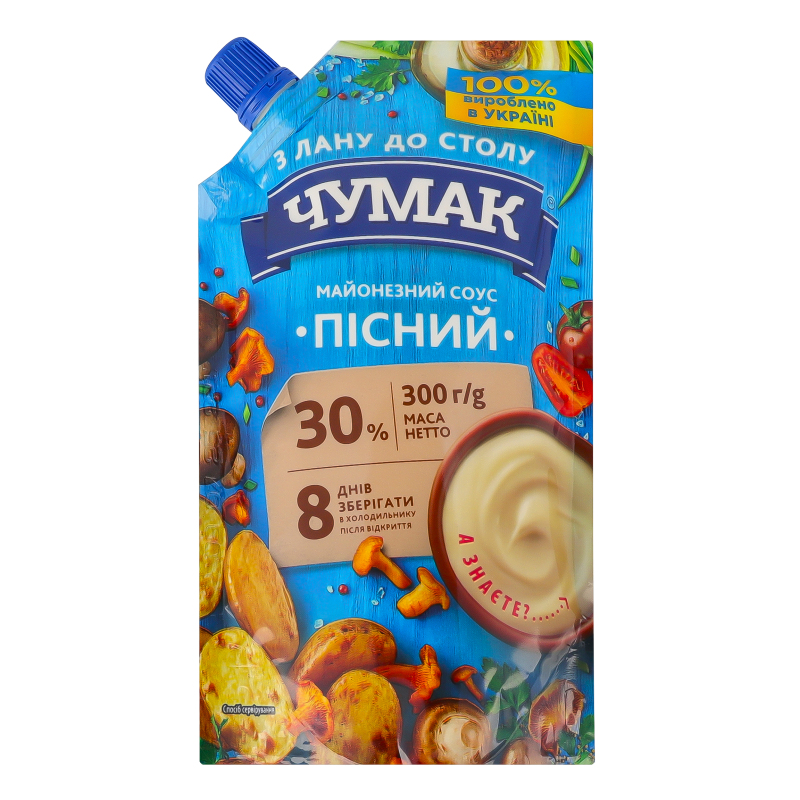 Соус майонезный 30% Постный Чумак д/п 300г Чумак(4823096003603
