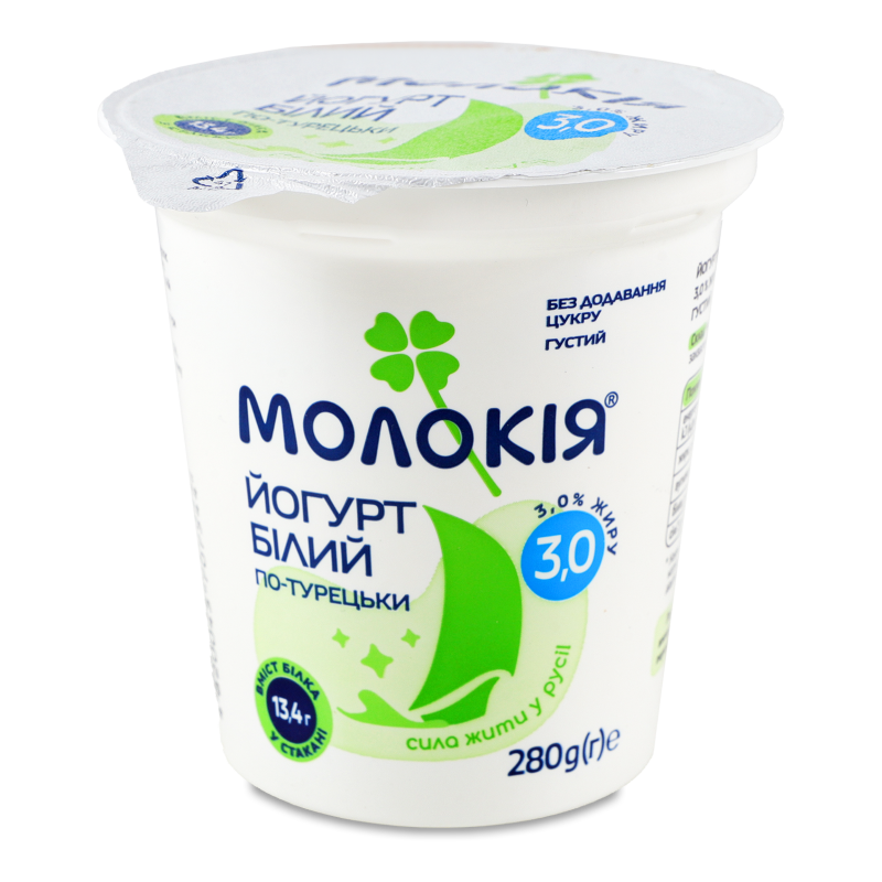Йогурт Білий По-турецьки 3% 280г стакан Молокія