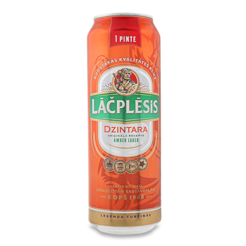 Пиво Дзінтара напівтемне пастеризоване 4,8% 0,568л ж/б Лачплесіс