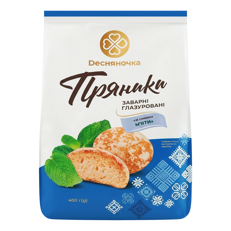 Пряники заварні глазуровані Зі смаком м'яти Dесняночка м/у