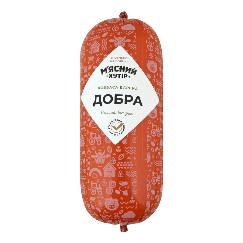 Ковбаса варена з м'ясом птиці Добра М'ясний хутір 1/ґ кг