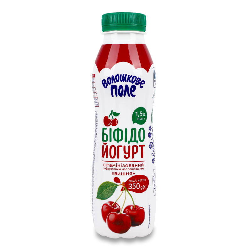 Біфідойогурт питний Вишня 1,5% 350г пет Волошкове поле
