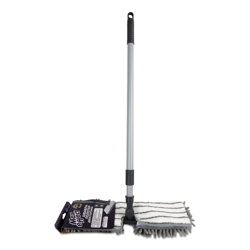 Швабра-полотер мікрофібра двохстороння 40см телескопічна ручка 75-130см Макс Ефект