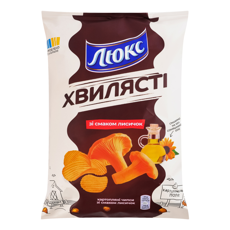 Чипси картопляні зі смаком лисичок Хвилясті Люкс м/у 125г Люкс