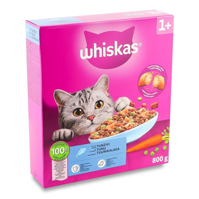 Корм д/дорослих котів з тунцем сухий 800г коробка Whiskas