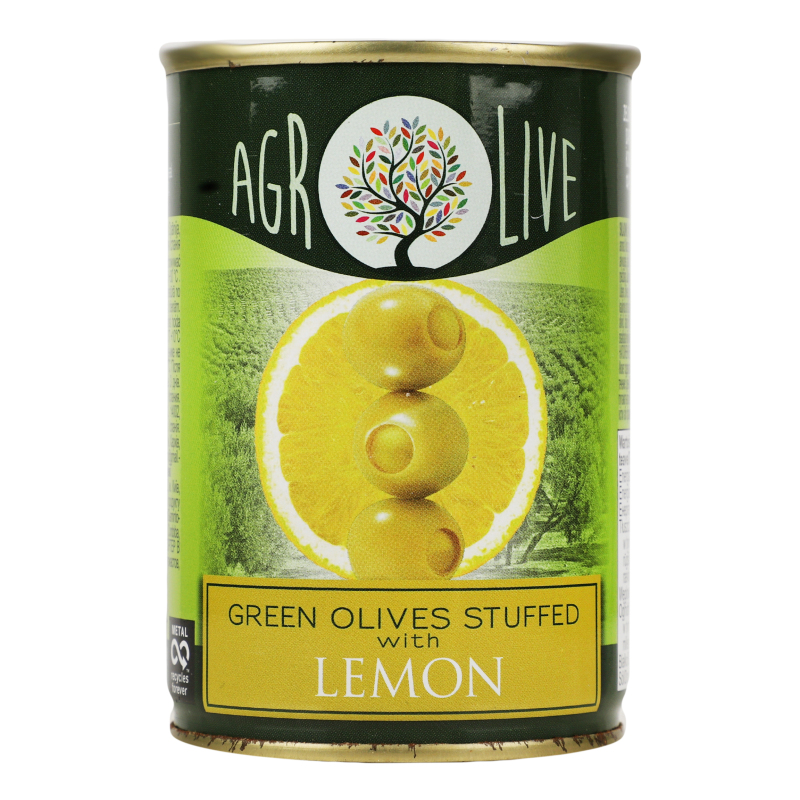 Оливки зелені з лимоном консервовані пастеризовані Agrolive з/б