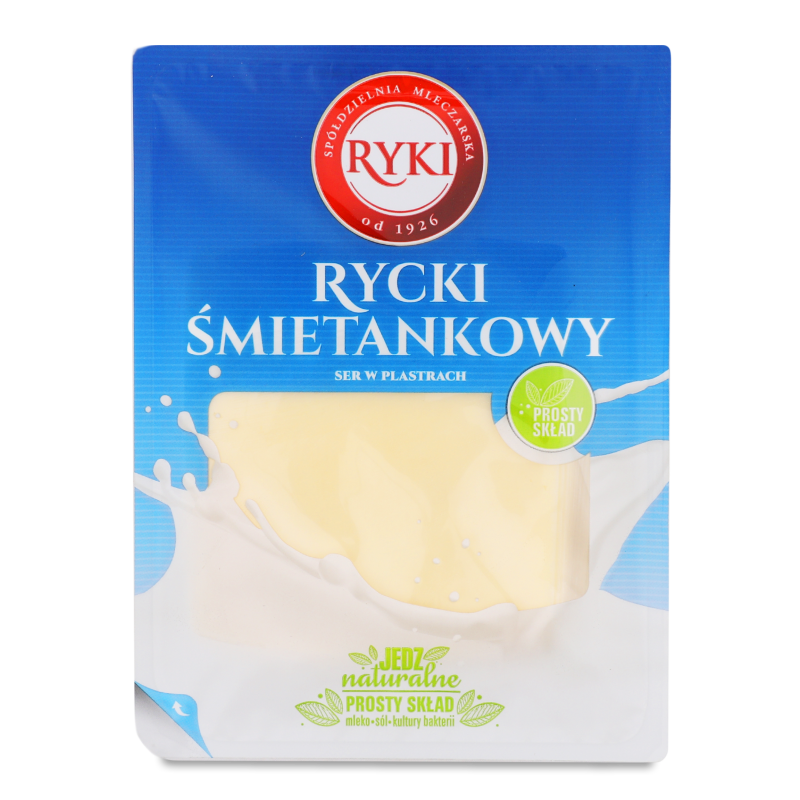 Сир Rycki Smietankowy 50% нарізка 300г газ/уп Ryki
