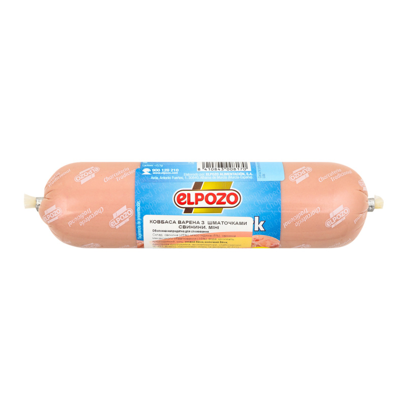 Колбаса вареная с кусочками свинины Elpozo м/у 380г(8410843008170 ...