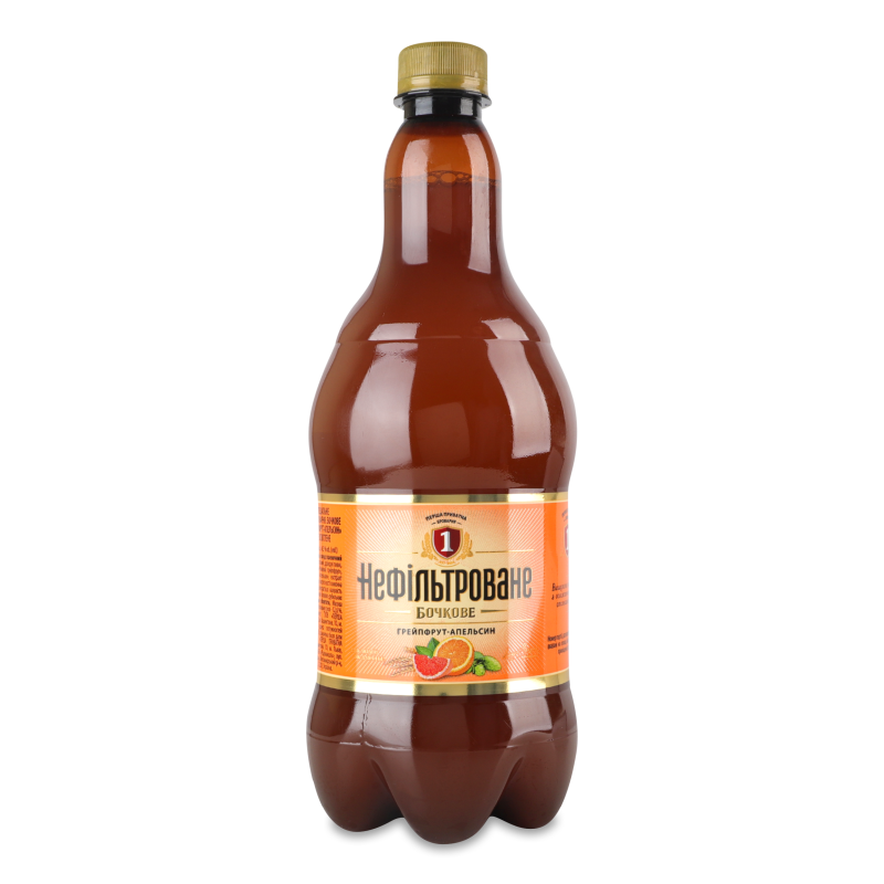 Пиво спеціальне Бочкове Грейпфрут-апельсин світле нефільтроване 4,3% 900мл пет Перша приватна броварня