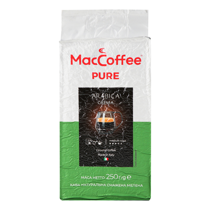 Кофе натуральный жареный молотый Arabica Crema Pure MacCoffee в/у 250г ...