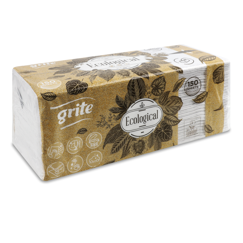 Серветки паперові Еколоджикал 2шари 150шт Гріт