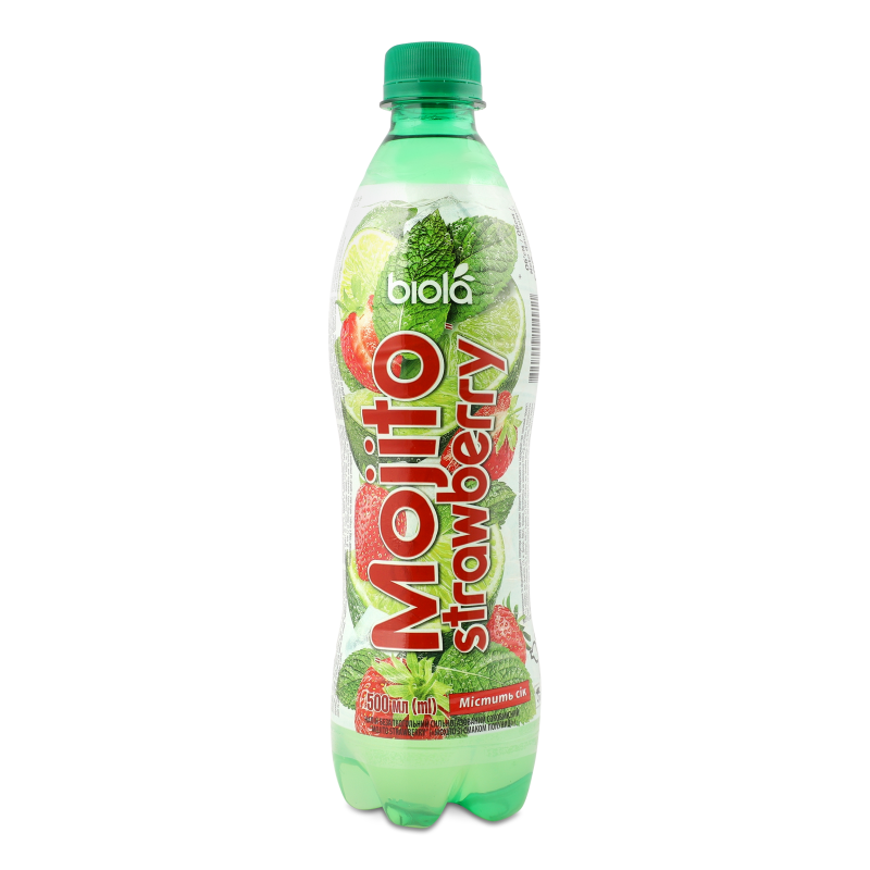 Напій безалкогольний Mojito strawberry соковмісний сильногазований 0,5л пет Biola