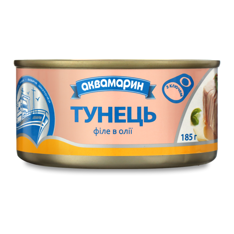 Тунець філе в олії 185г ж/б з ключем Аквамарин