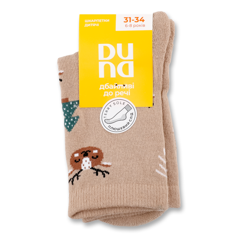 Шкарпетки дитячі Оленята темно-сіро-бежеві зима р.20-22 4068 Duna