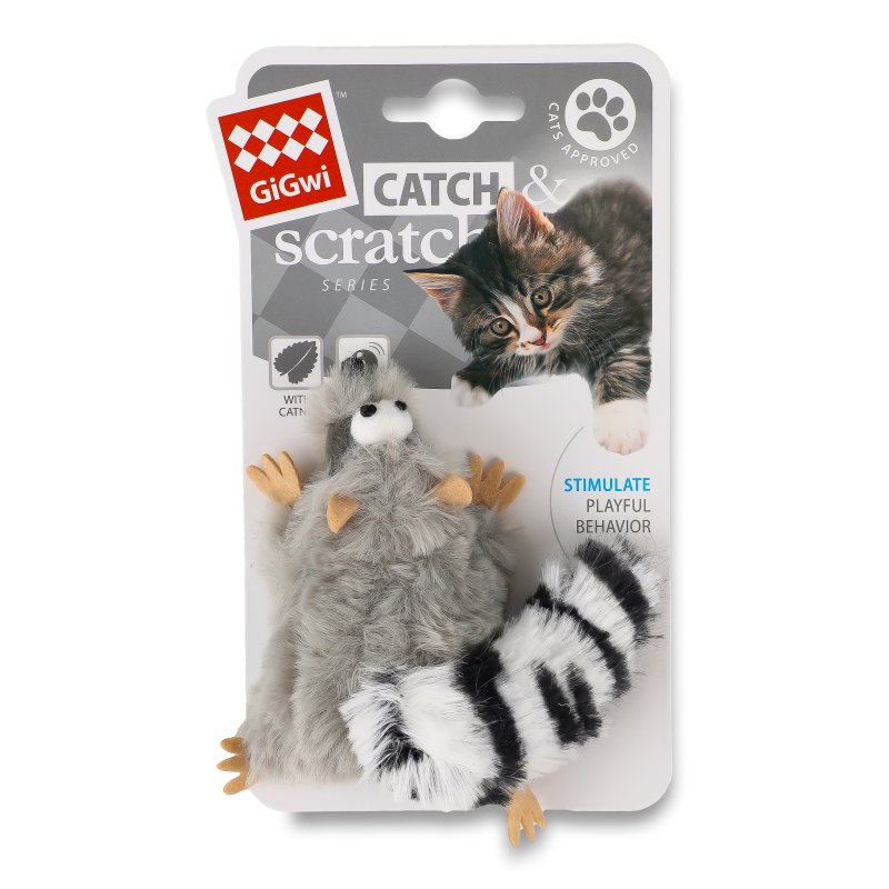 Іграшка д/котів Кетч енд Скрейч Єнот з котячої м”ятою 8см ГіГві