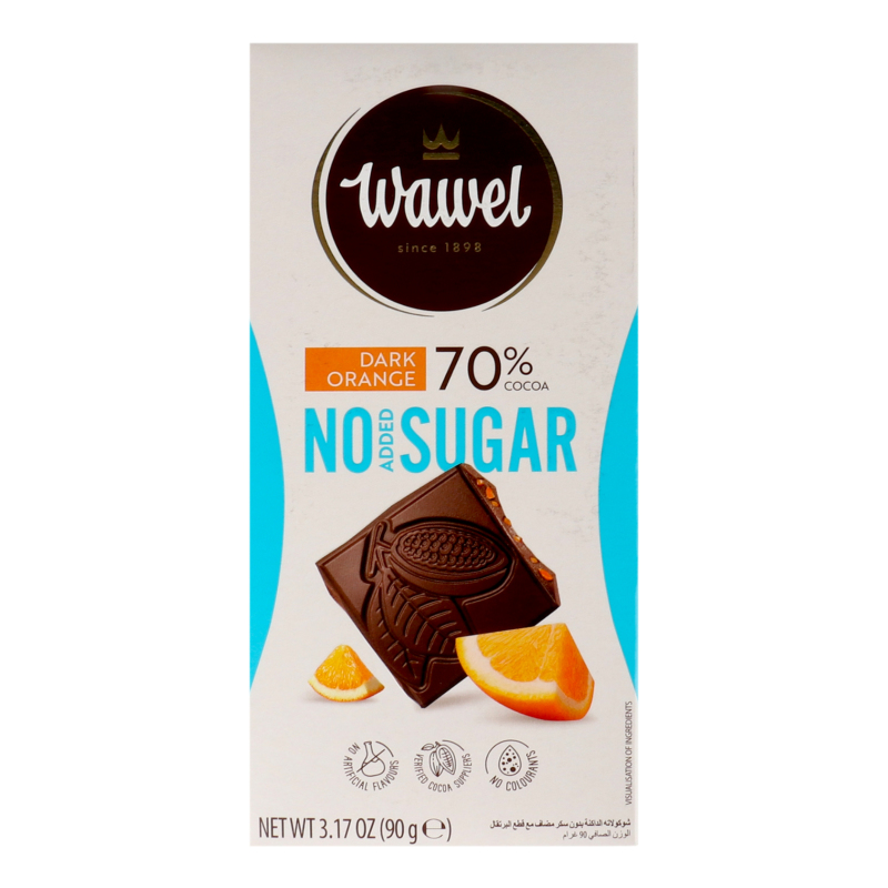 Шоколад 70% чорний без додавання цукру з шматочками мармеладу Orange Wawel к/у