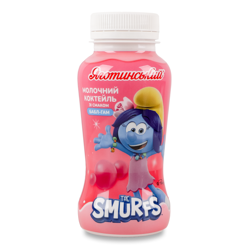 Коктейль молочний Smurfs з смаком Бабл-Гам ультрапастеризований 1,5% 185г пет Яготинський