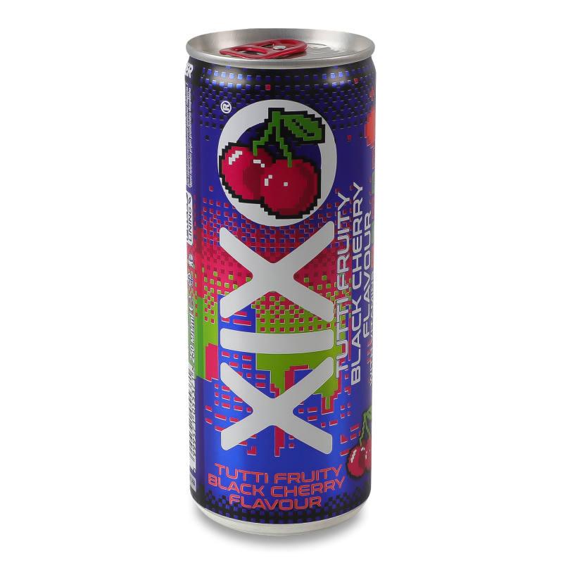 Напій безалкогольний Tutti fruity Black cherry газований 250мл ж/б Xixo
