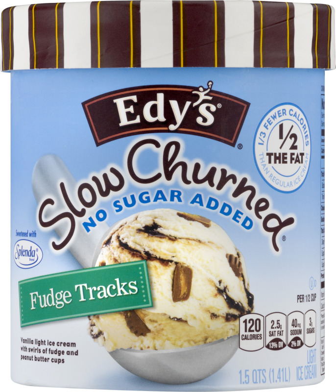 Edy's Slow Churned Light Ice Cream No Sugar Added Fudge Tracks Edy's