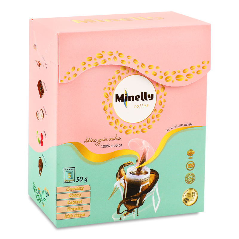Кава Мікс мелена смажена 5*10г в дріпах Minelly