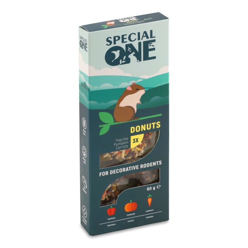 Ласощі д/гризунів Пончики Паприка гарбуз морква 60г Спешл Ван