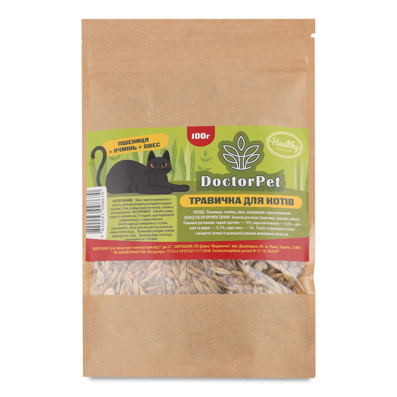 Трава д/котів 100г крафтовий папір Doctor Pet