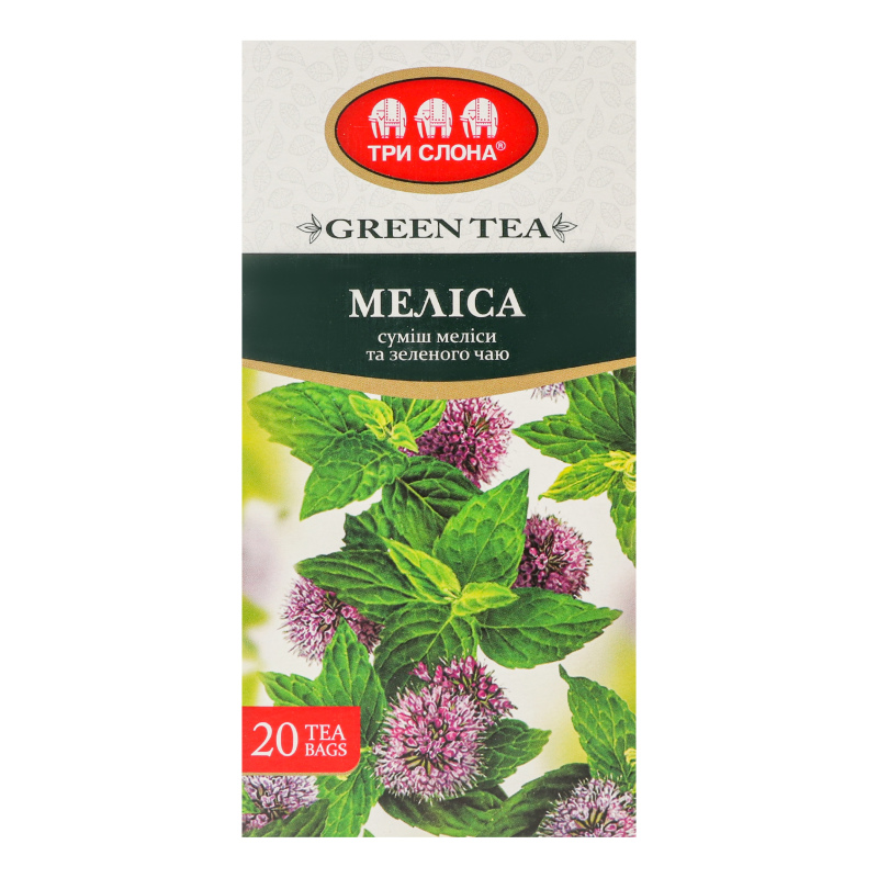 Чай зеленый байховый мелкий Мелисса Три слона к/у 20х1.3г Три слона ...