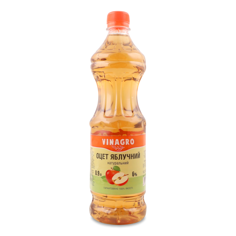 Оцет яблучний натуральний 6% 0,9л пет Vinagro
