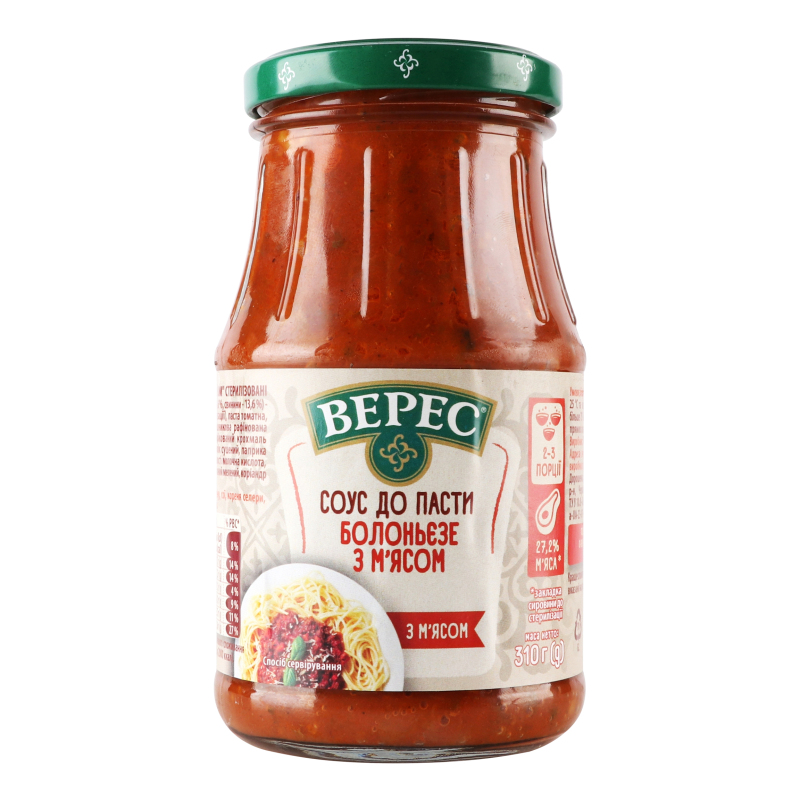 Соус к пасте Болоньезе с мясом Верес с/б 310г Верес(4823105405992 ...