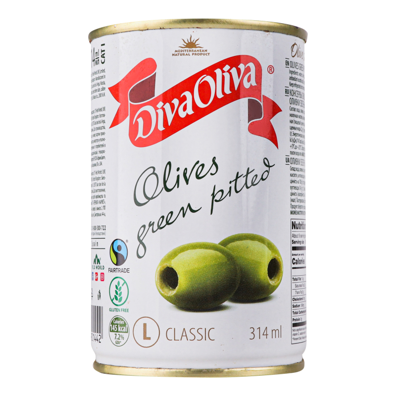 Оливки зеленые без косточки Classic Diva Oliva ж/б 300г Diva Oliva