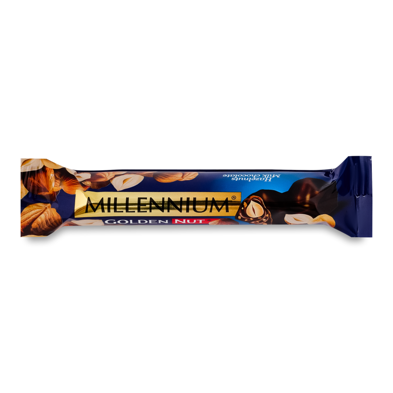 Шоколад Golden Nut молочний з цілими горіхами 40г стік Millennium