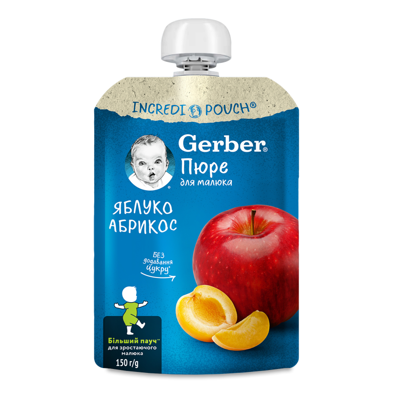 Пюре фруктове Яблуко та абрикос від 6місяців 150г пауч Gerber