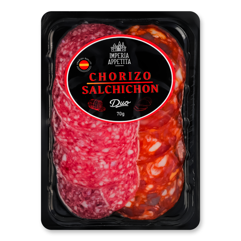 Набір ковбас Чорізо&Сальчічон с/в нарізка 70г в/у Imperia Appetita