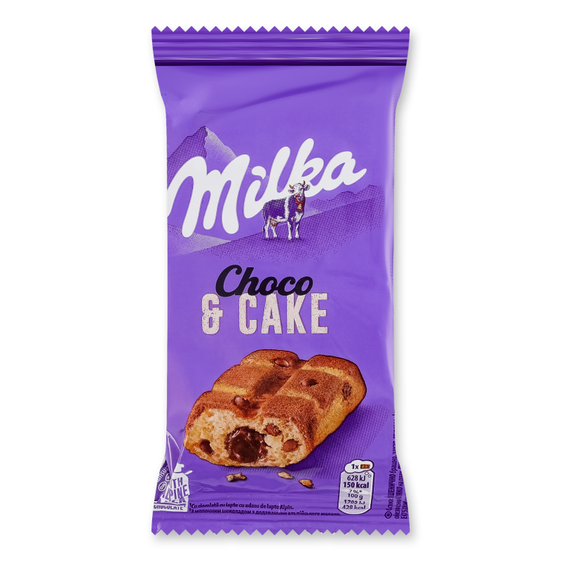 Тістечко бісквітне з шоколадною начинкою та шматочками молочного шоколаду 35г Мілка