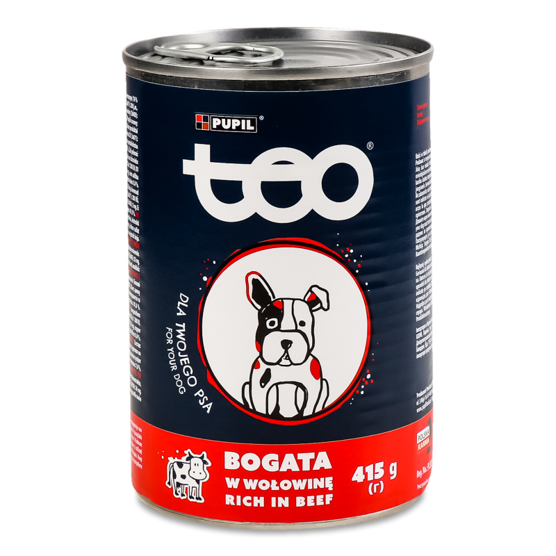 Корм д/собак з яловичиною в соусі 415г ж/б Teo