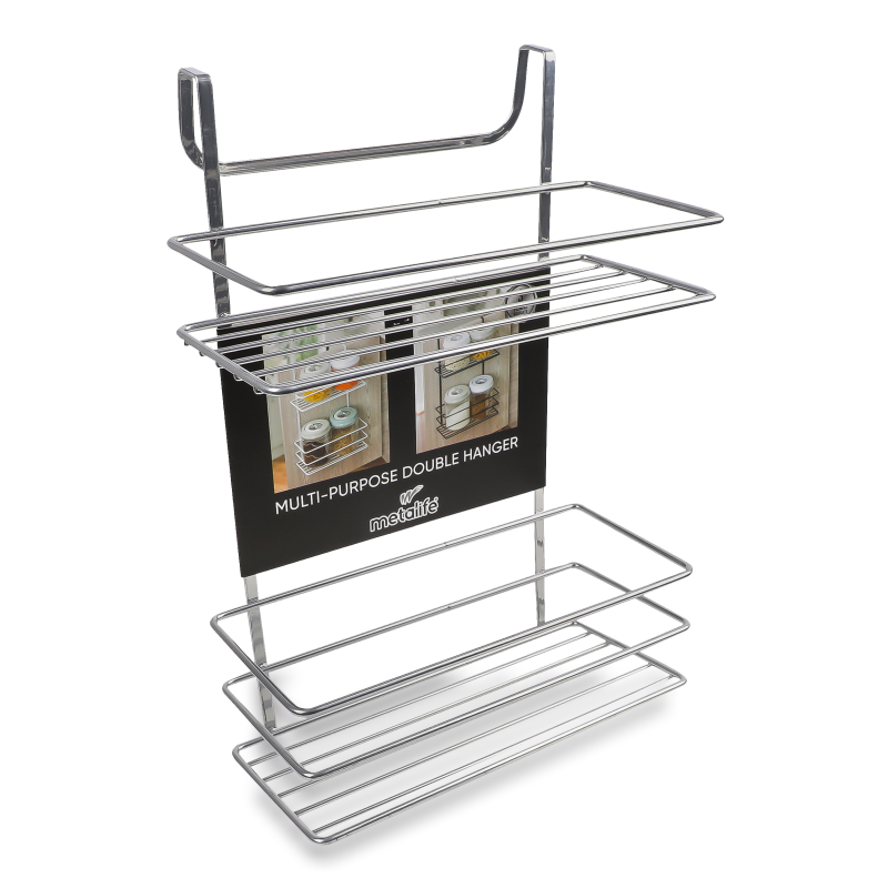 Поличка кухонна нержавіюча сталь наддверна двоярусна 24*10*36см AKB-759 Окіанус