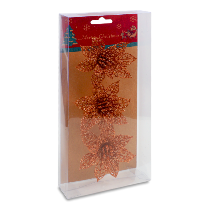 Декор новорічний Квіти бронза 8*8см 3шт LH112-23932-2